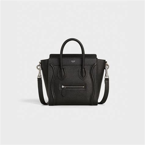 celine smooth calfskin nano luggage black|NANO LUGGAGE BAG IN DRUMMED CALFSKIN.